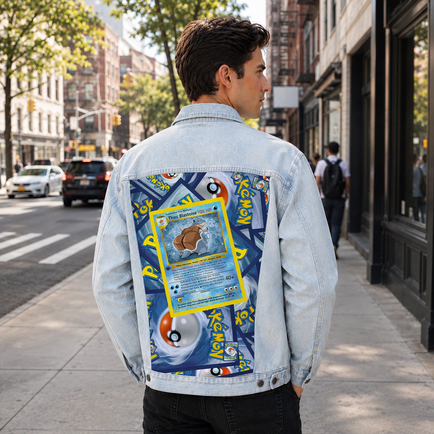 PKM Thicc Blastoise Custom Lightweight Denim Jacket