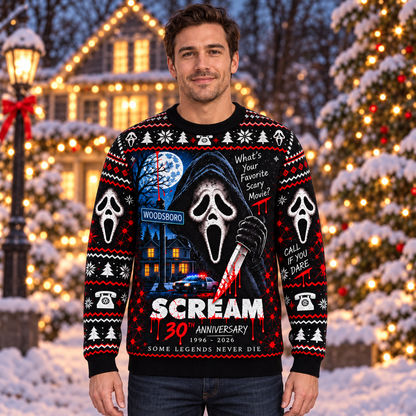 Scream 30th Anniversary Knit-Effect Ugly Christmas Sweatshirt