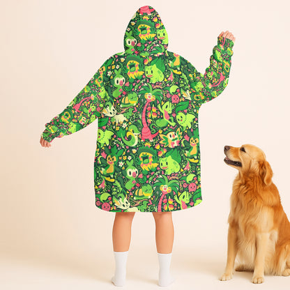 Anime PKM Grass Seamless Pattern Custom Blanket Hoodie