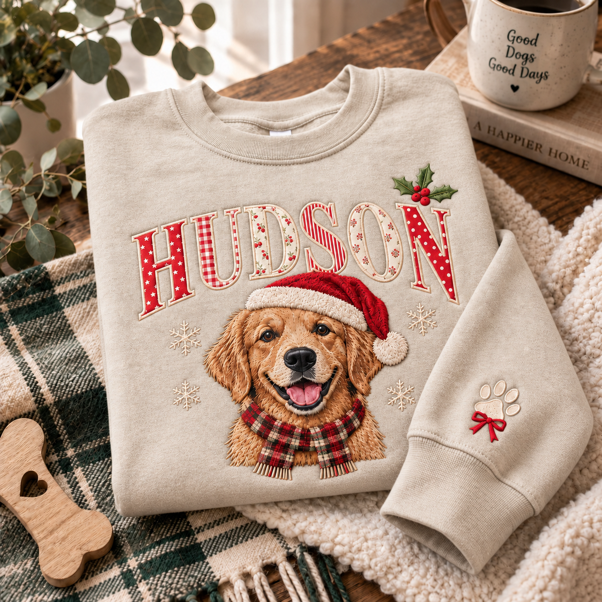 Personalized Christmas Dog Photo & Name Sweatshirt