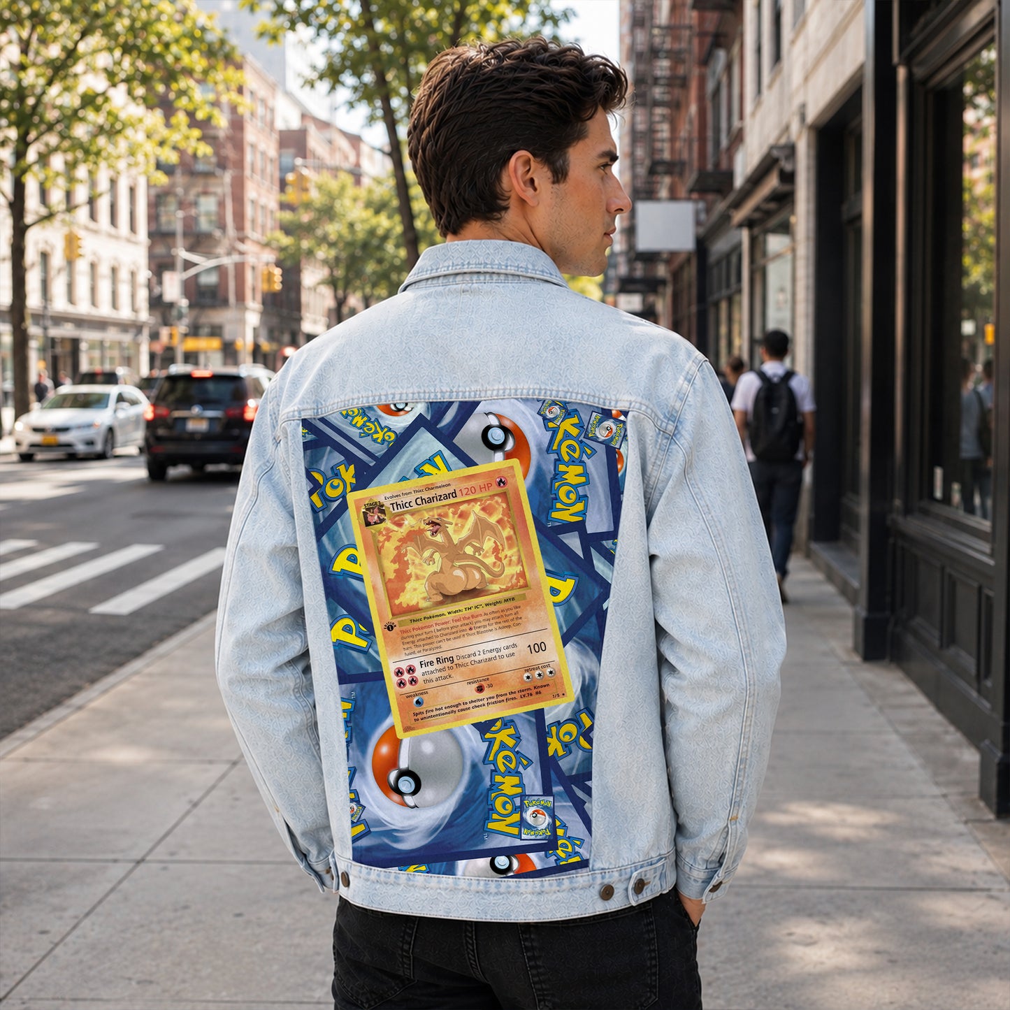 PKM Thicc Charizard Custom Lightweight Denim Jacket
