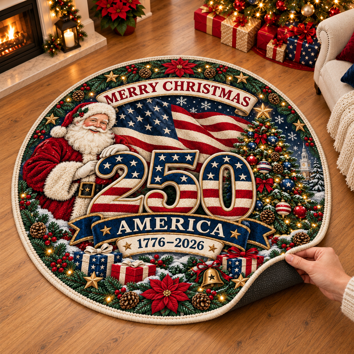 Christmas 250th USA Anniversary Custom Floor Mat