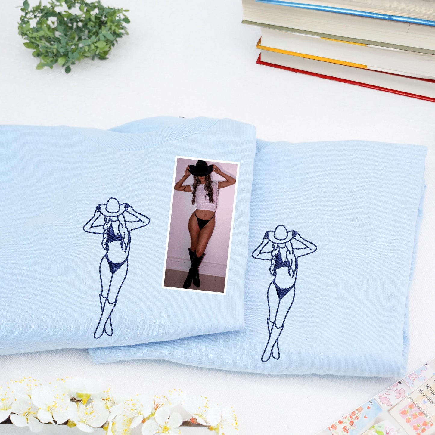 Custom Spicy Couple Portrait Embroidered Shirt – Personalized Boyfriend Photo Gift – Romantic Shirt for Husband, Anniversary or Valentine’s Day