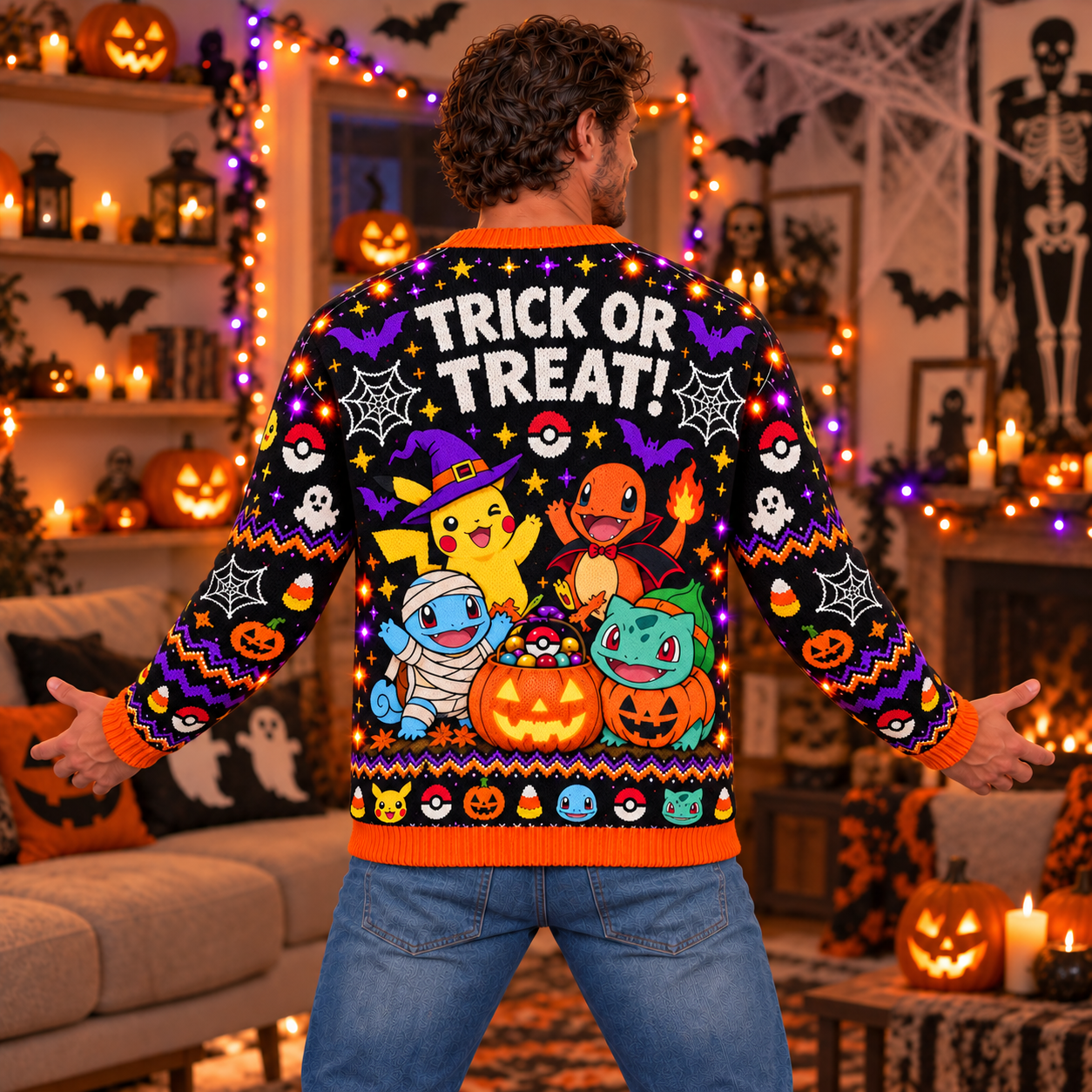 Halloween PKM Funny Poke Abs Trick Or Treat Ugly Sweatshirt
