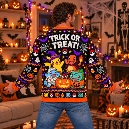Halloween PKM Funny Poke Abs Trick Or Treat Ugly Sweatshirt