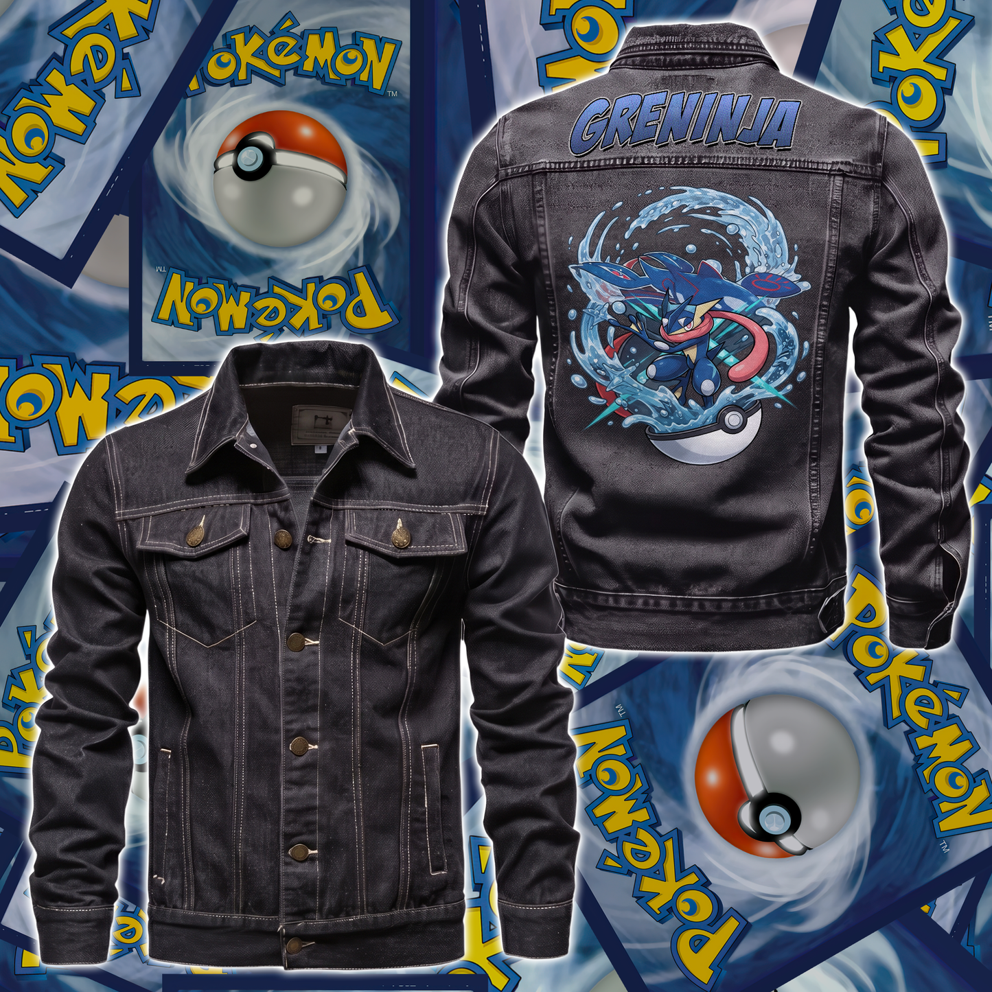 PKM Greninja Custom Lightweight Denim Jacket