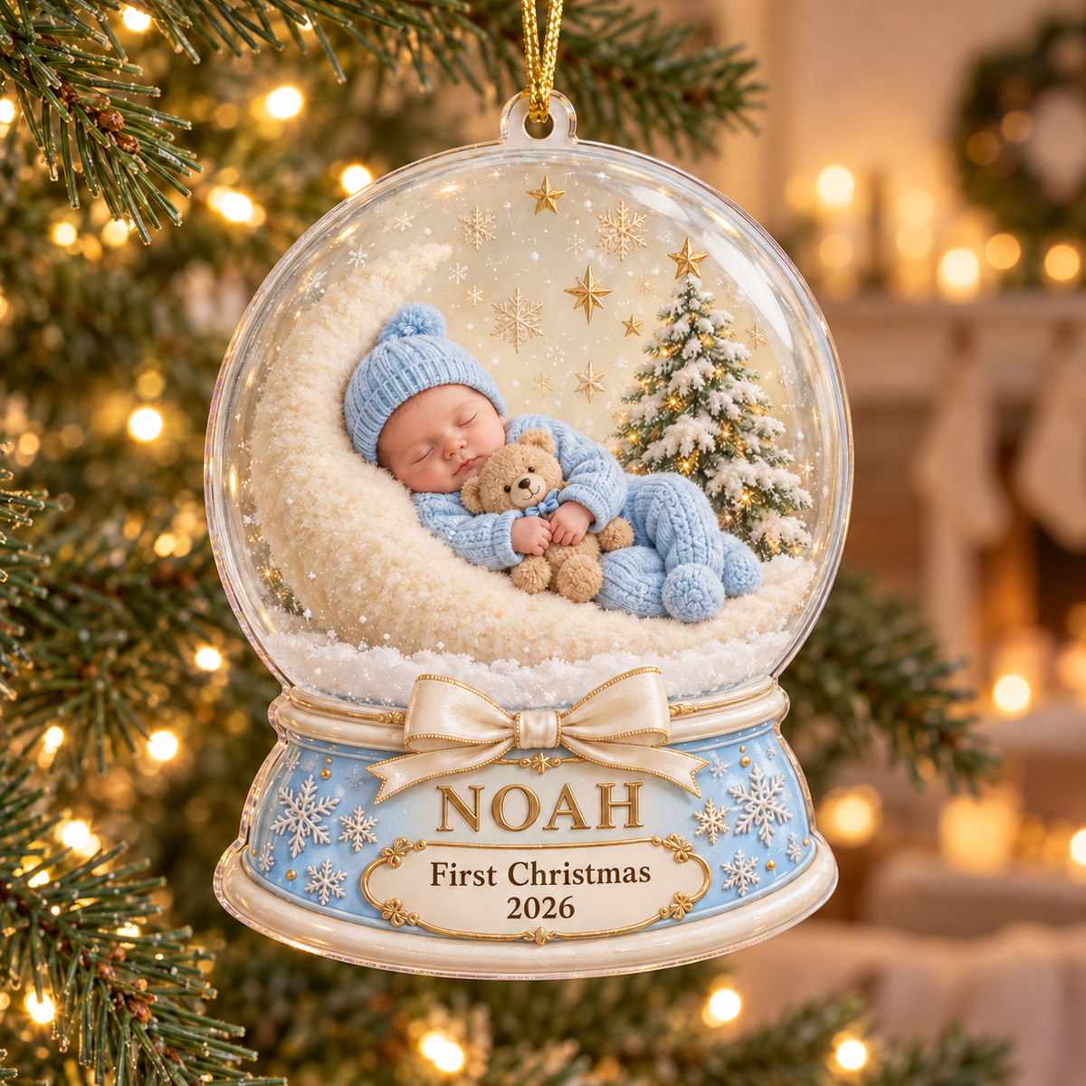 Personalized Custom Baby 1st Christmas Acrylic Ornament – Custom Name Holiday Gift