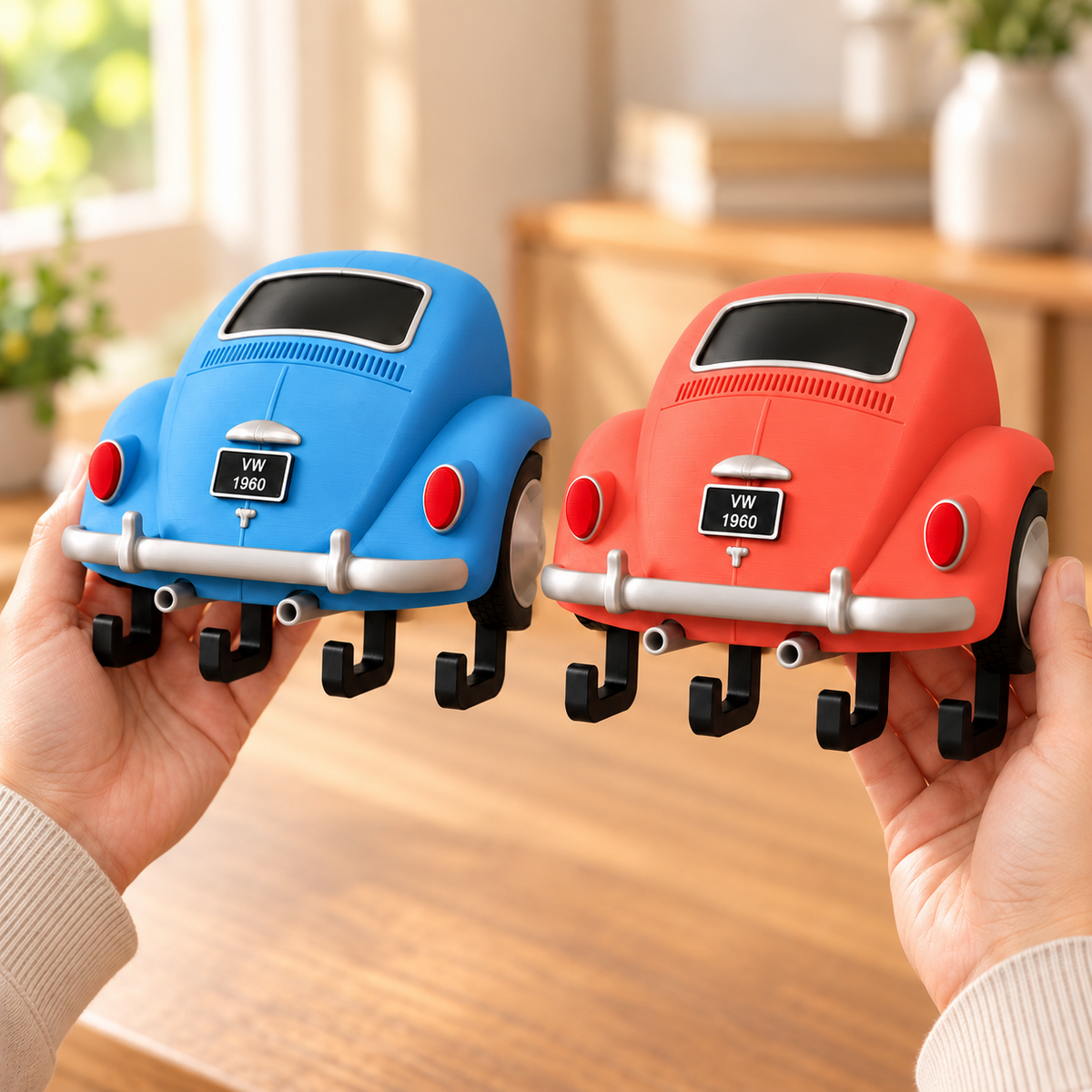 Volkswagen Beetle Key Holder, Back to the Future Inspired Wall Key Rack, 3D Printed Car Key Holder