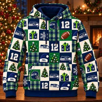 Personalized Seahawks Christmas Sweatshirt and Lounge Pants