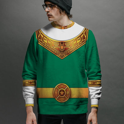 Green Power Rangers Zeo Ugly Christmas Custom Imitation Knitted Sweatshirt