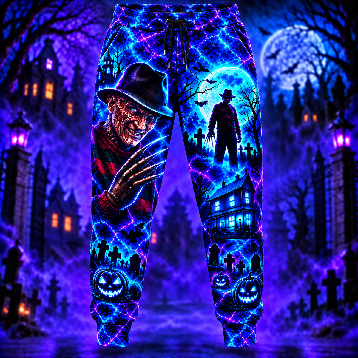 Halloween Neon Freddy AOP T-Shirt Sweatshirt Hoodie