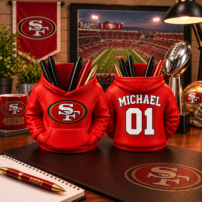 San Francisco 49ers Personalized Hoodie Candy & Pen Holder – Custom Name & Number, 3D-Printed PLA