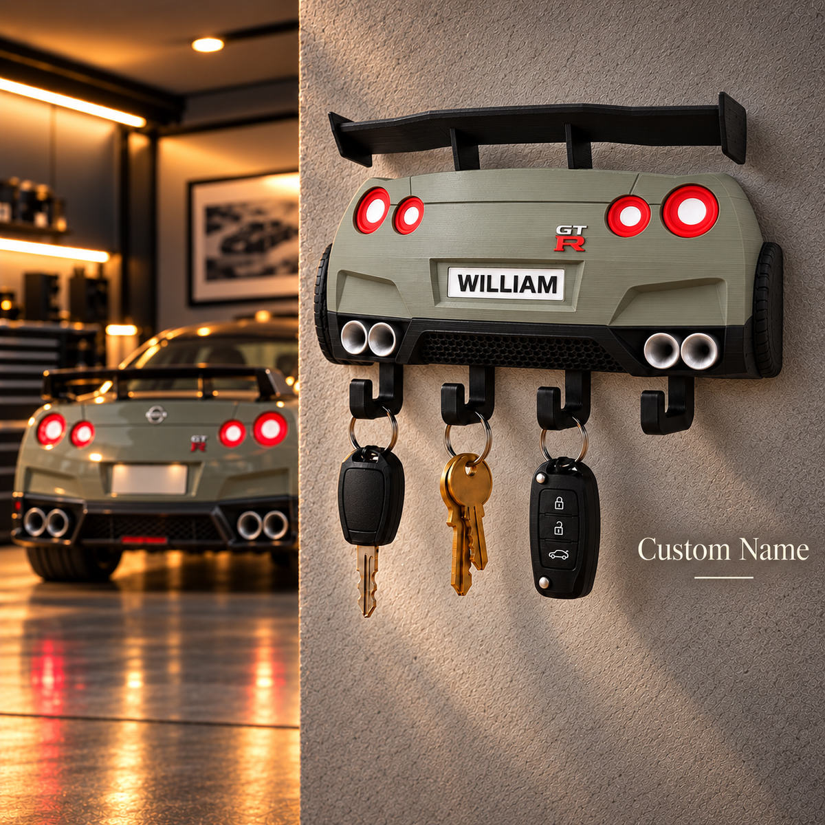R35 Key Holder, Back to the Future Inspired Wall Key Rack, 3D Printed Car Key Holder