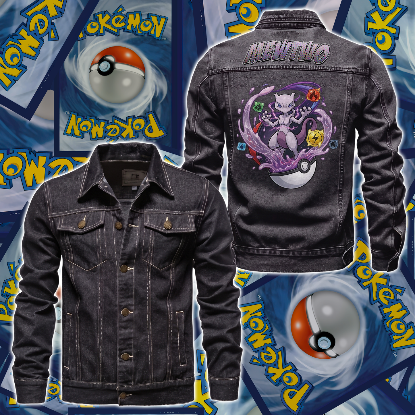 PKM Mewtwo Custom Lightweight Denim Jacket