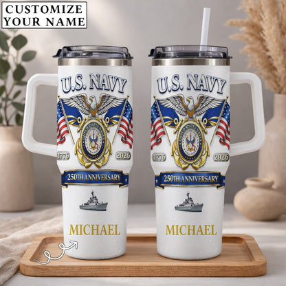 USA 250th Anniversary U.S. Navy - Custom Name 40oz Tumbler