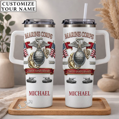 USA 250th Anniversary Marine Corp - Custom Name 40oz Tumbler