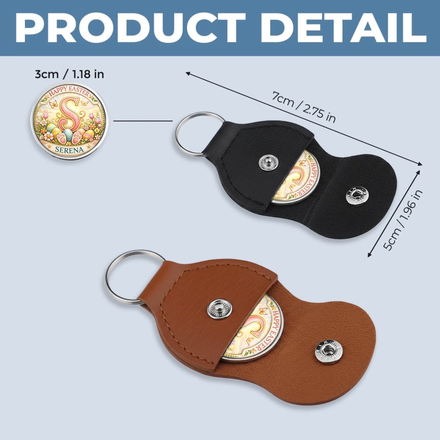 Faith Hope Love Custom Name Printed Commemorative Coin With Pocket Hug Leather Keychain