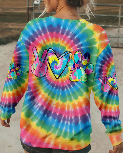 Peace Love Paws Rainbow Swirl Hoodie Sweatshirt T-Shirt