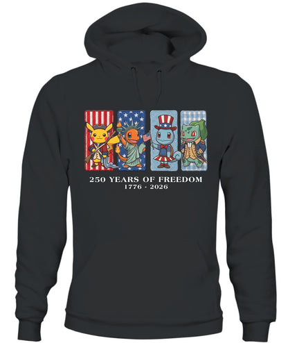 Pokemon 250 Years of Freedom 1776–2026 Patriotic Printed Graphic Quarter-Zip Sweatshirt, Hoodie Sweatshirt T-Shirt