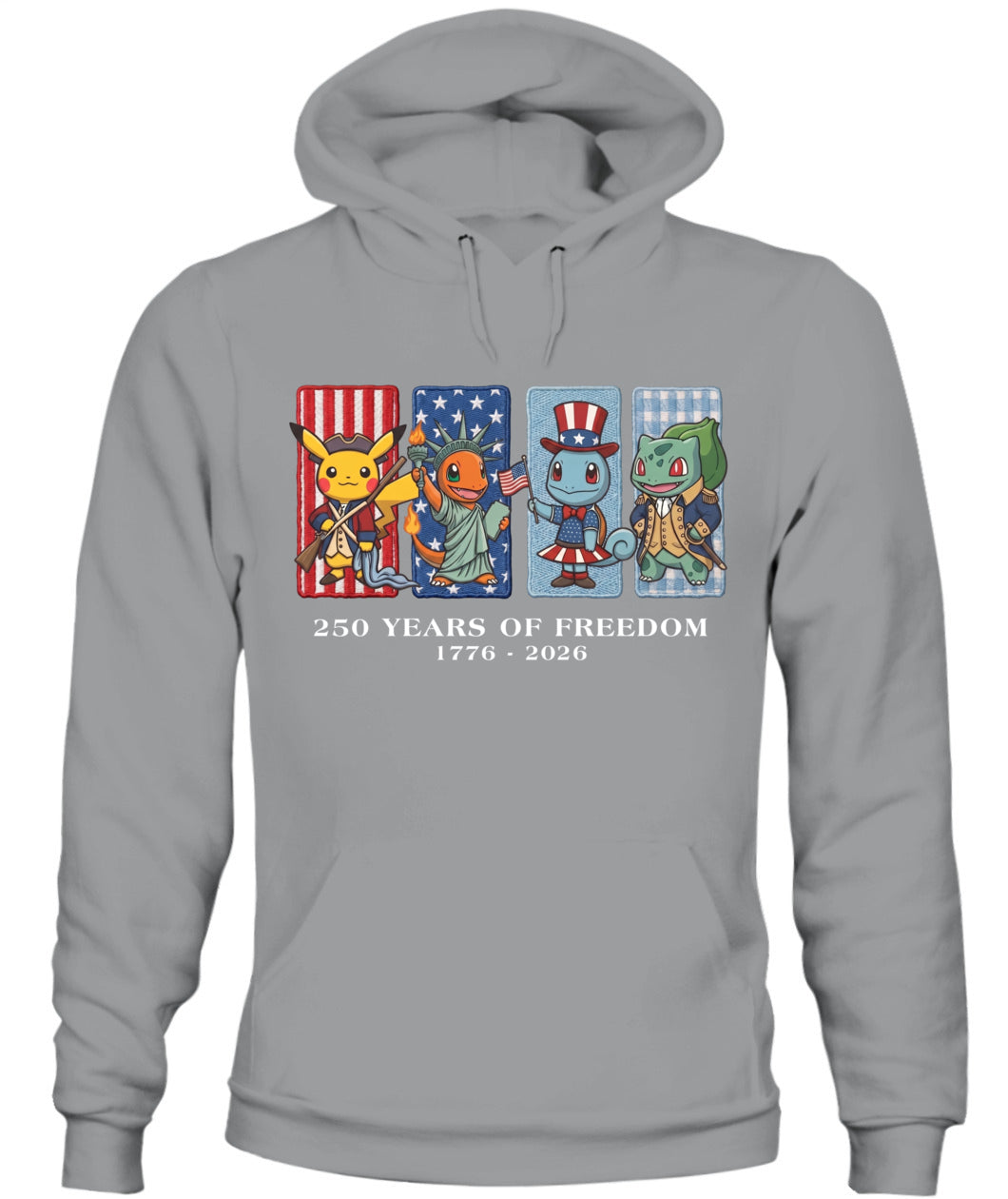 Pokemon 250 Years of Freedom 1776–2026 Patriotic Printed Graphic Quarter-Zip Sweatshirt, Hoodie Sweatshirt T-Shirt