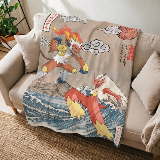 PKM Infernape & Blaziken Custom Fleece Blanket
