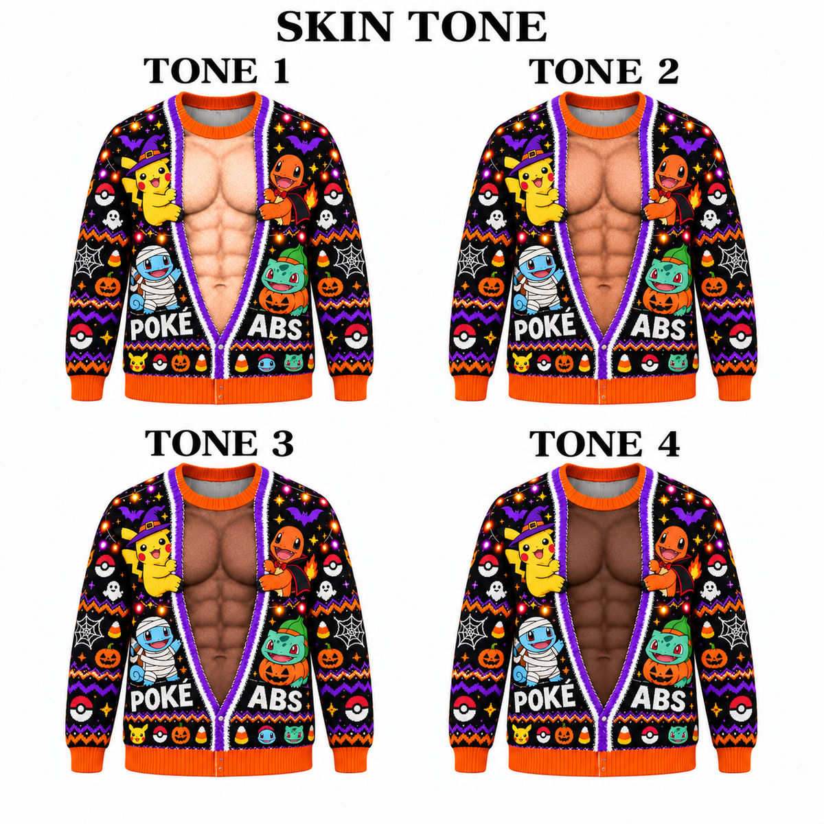 Halloween PKM Funny Poke Abs Trick Or Treat Ugly Sweatshirt