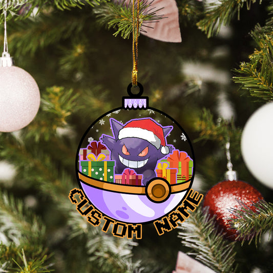 Personalized Gengar Pokeball Christmas Custom Name Ornament