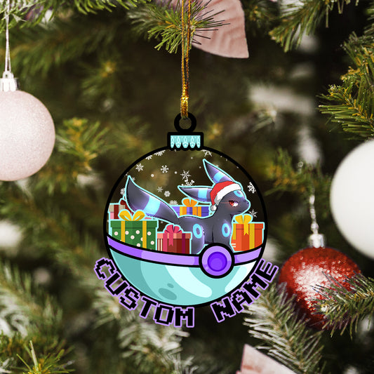 Personalized Umbreon Pokeball Christmas Custom Name Ornament