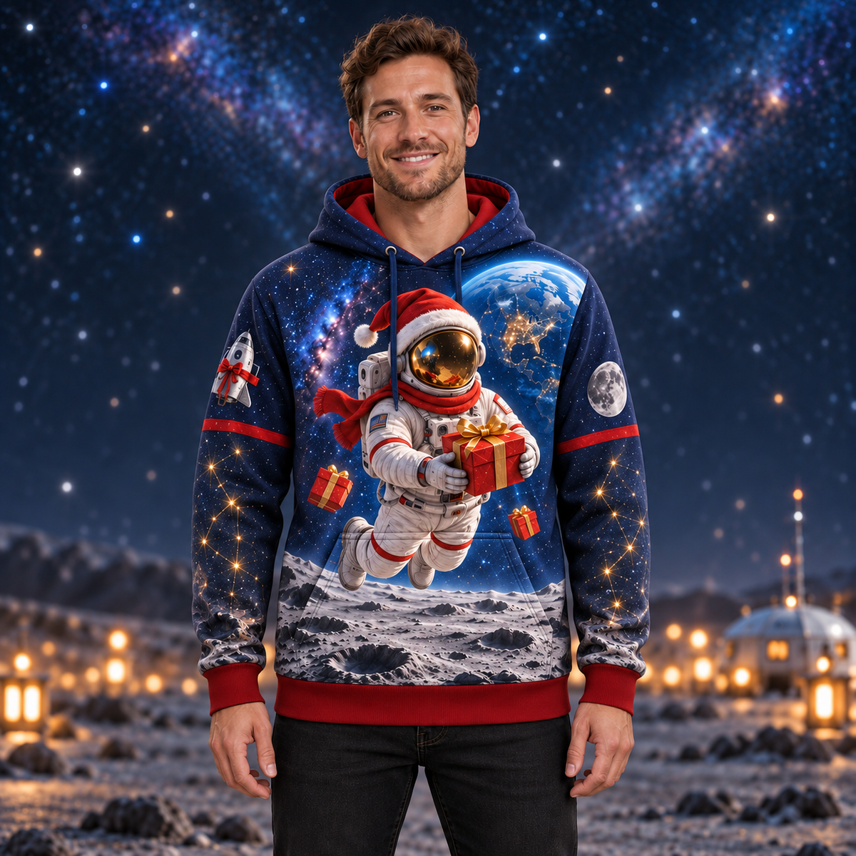 Christmas Out Space AOP T-Shirt Sweatshirt Hoodie
