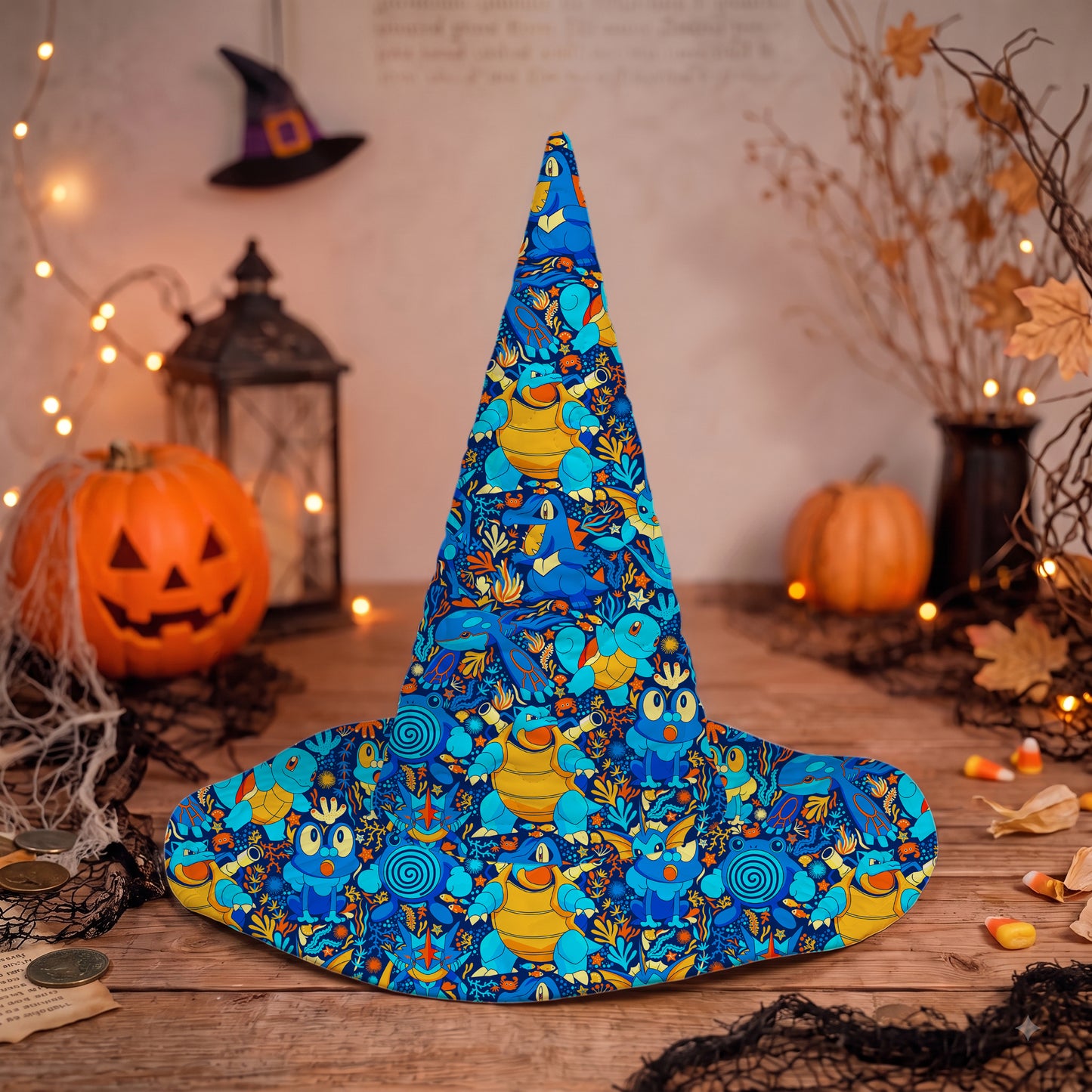 PKM Water Type Custom Halloween Witch Hat
