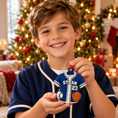 Personalized Baseball Jersey Ornament, 3D Printed Custom Name and Number