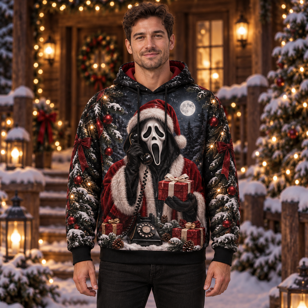 Christmas Scream AOP T-Shirt Sweatshirt Hoodie