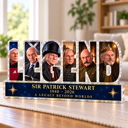 Sir Patrick Stewart LEGEND Memorial Acrylic Plaque, 1940–2026 Tribute