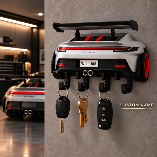 Porsche GT3 Key Holder, Back to the Future Inspired Wall Key Rack, 3D Printed Car Key Holder