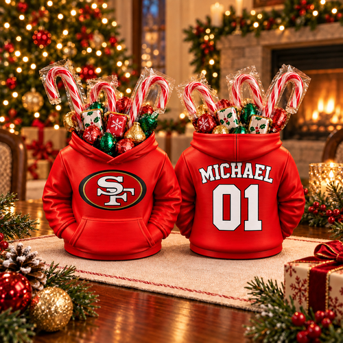 San Francisco 49ers Personalized Hoodie Candy & Pen Holder – Custom Name & Number, 3D-Printed PLA
