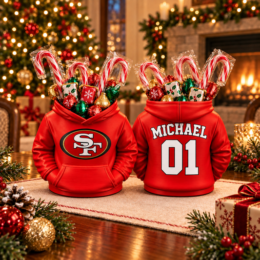 San Francisco 49ers Personalized Hoodie Candy & Pen Holder – Custom Name & Number, 3D-Printed PLA