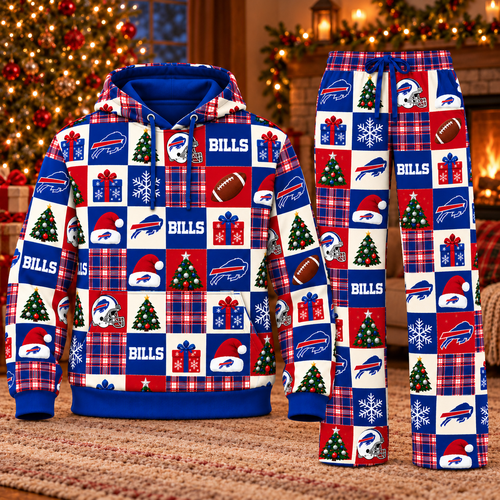 Personalized Bills Christmas Sweatshirt and Lounge Pants
