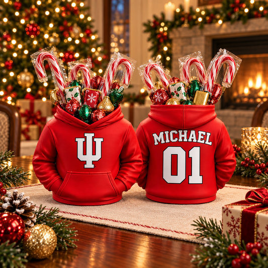 Indiana Hoosiers Personalized Hoodie Candy & Pen Holder – Custom Name & Number, 3D-Printed PLA
