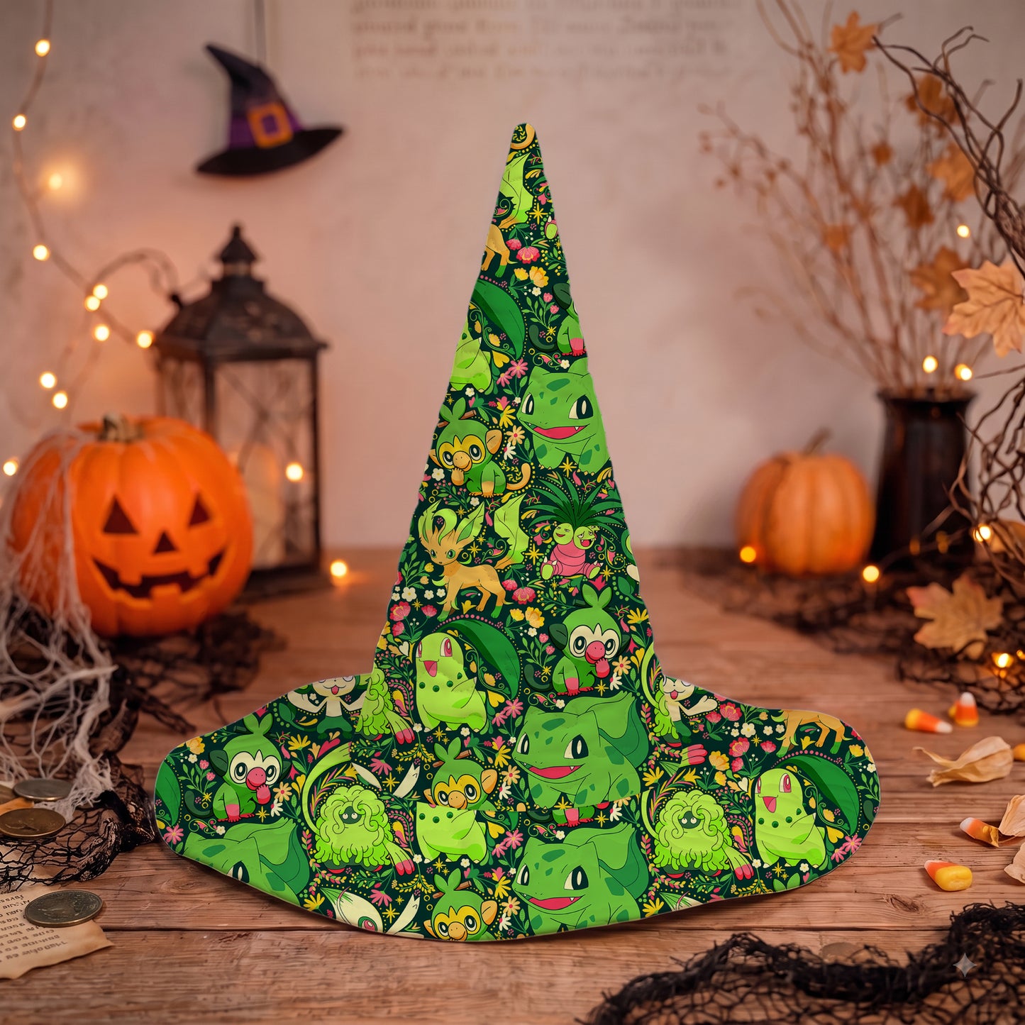PKM Grass Type Custom Halloween Witch Hat