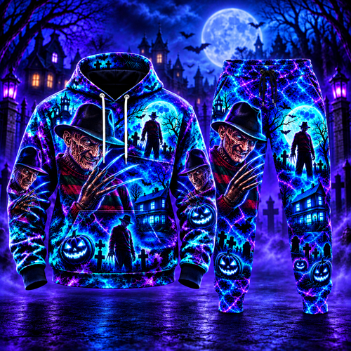 Halloween Neon Freddy AOP T-Shirt Sweatshirt Hoodie