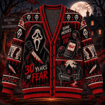 Halloween Scream 30th Anniversary Ugly Cardigan