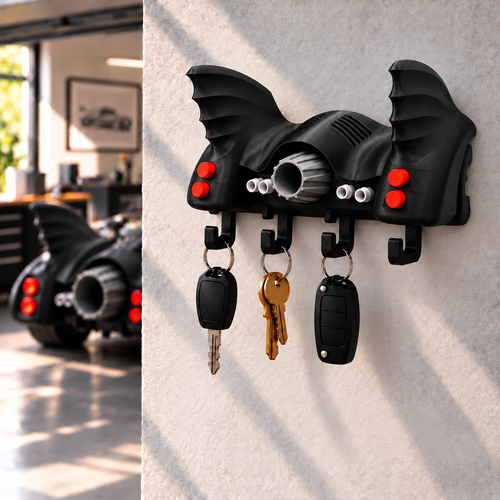 Batmobile Key Holder, Back to the Future Inspired Wall Key Rack, 3D Printed Car Key Holder