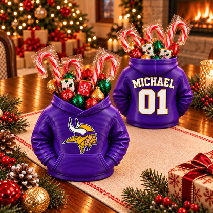 Minnesota Vikings Personalized Hoodie Candy & Pen Holder – Custom Name & Number, 3D-Printed PLA
