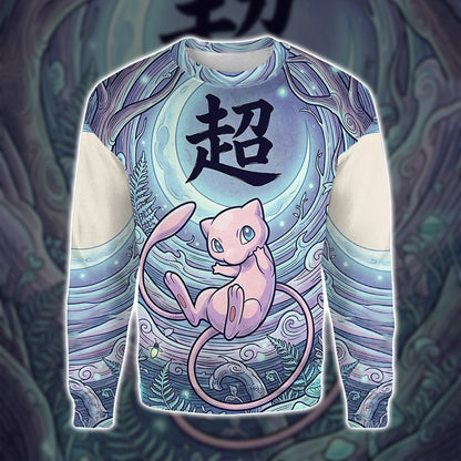 Anime PKM Mew Japanese Kanji Aesthetic All Over Printed Sweatshirt Hoodie Zip Hoodie T-Shirt