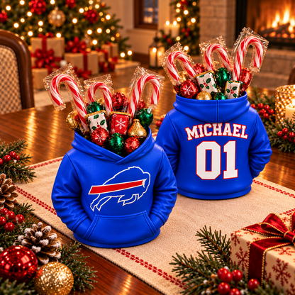 Buffalo Bills Personalized Hoodie Candy & Pen Holder – Custom Name & Number, 3D-Printed PLA