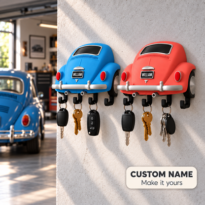 Volkswagen Beetle Key Holder, Back to the Future Inspired Wall Key Rack, 3D Printed Car Key Holder