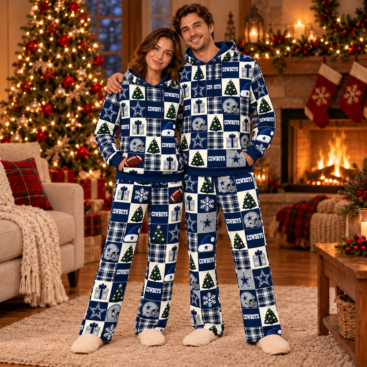 Personalized Cowboys Christmas Sweatshirt and Lounge Pants