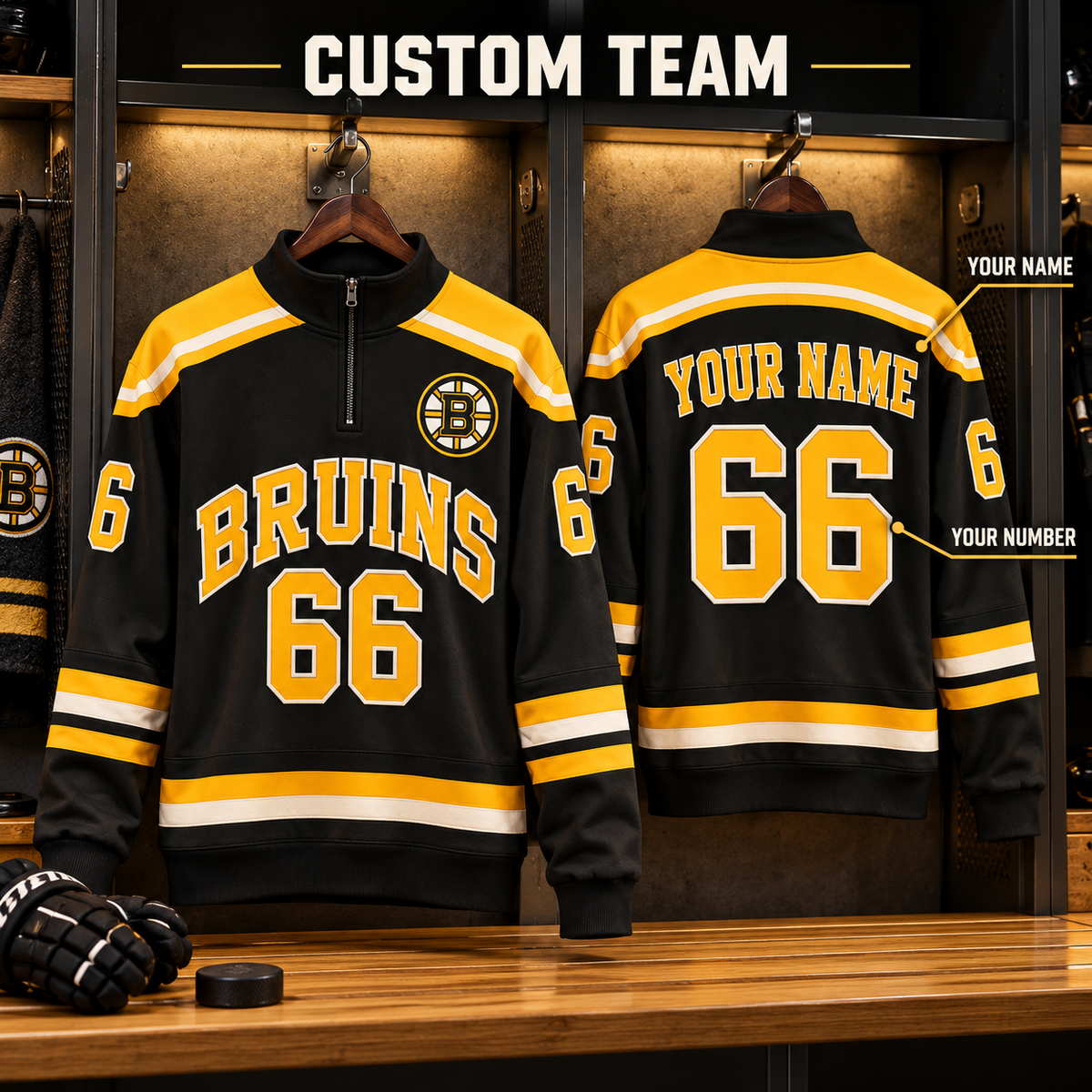 Personalized Custom Team Quarter-Zip Sweatshirt, Custom Name and Number