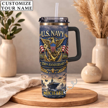 USA 250th Anniversary U.S. Navy - Custom Name 40oz Tumbler