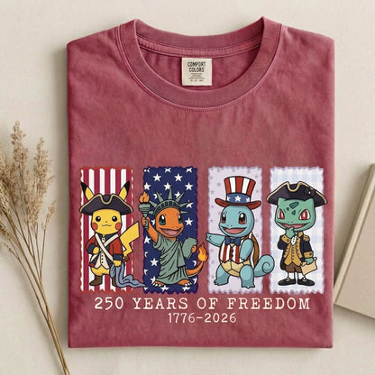 Pokemon 250 Years of Freedom 1776–2026 Patriotic Printed Graphic Quarter-Zip Sweatshirt, Hoodie Sweatshirt T-Shirt